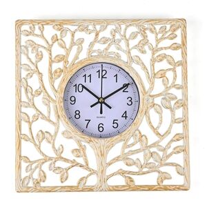 Vintage Beige Tree Wall Clock - NWOB